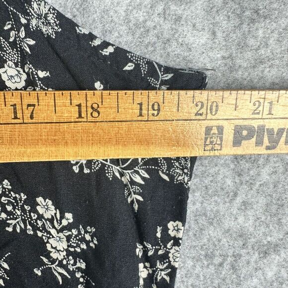 Vintage Katy D Dress Womens 14 16 Black Floral Empire Waist Y2K Flowy Pockets* - Picture 8 of 12